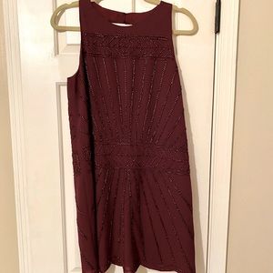 Sugarlips Maroon Flapper Beaded Cocktail Dress Size M